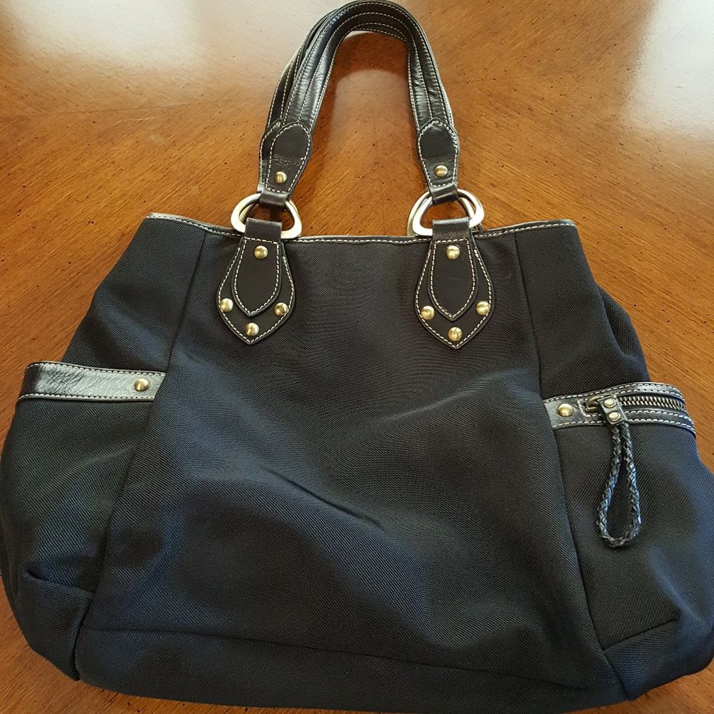 Kenneth Cole Reaction Black Tote with gold accents, lots of pockets!